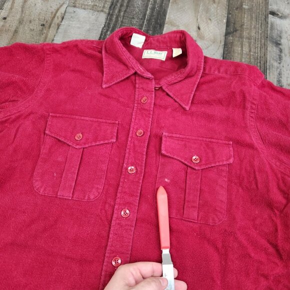 Vintage LL Bean size XL 20 Chamois Red Flannel Long Sleeve Shirt Made USA - Picture 4 of 11